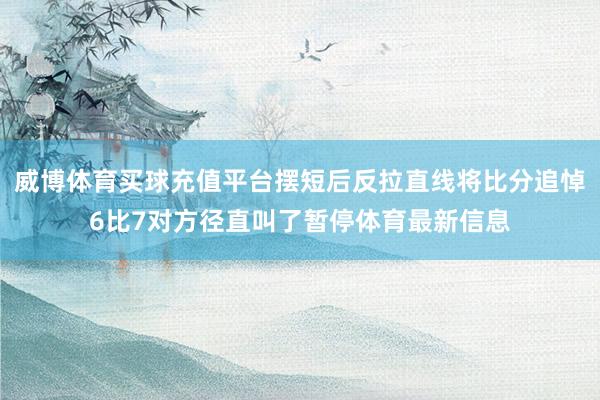 威博体育买球充值平台摆短后反拉直线将比分追悼6比7对方径直叫了暂停体育最新信息