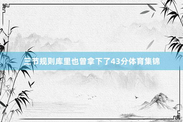 三节规则库里也曾拿下了43分体育集锦